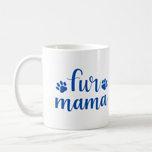 Taza De Café Cita mascota: Cuatro mamás - Diseño azul (Izquierda)