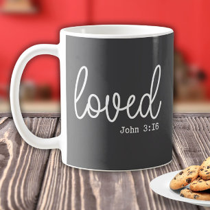 Taza De Café Cita minimalista de amor fe gris carbón