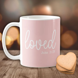 Taza De Café Cita minimalista de amor rosa rubor fe