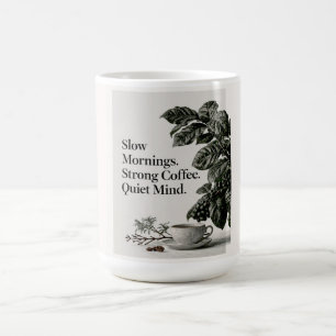 Taza De Café Cita minimalista de café con taza, planta y texto