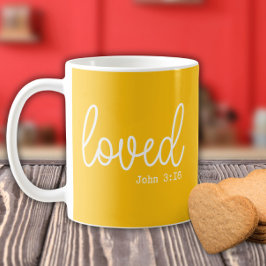 Taza De Café Cita minimalista de la fe de amor amarilla