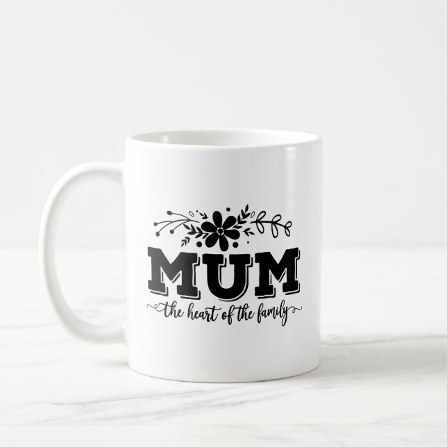 Taza De Café Cita moderna de la familia de Mamáes en blanco y n (Izquierda)