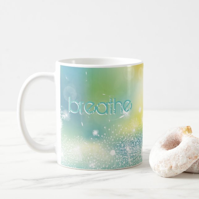 Taza De Café Cita moderna RESPIRACIÓN Inspiradora Dandelions (Con donut)