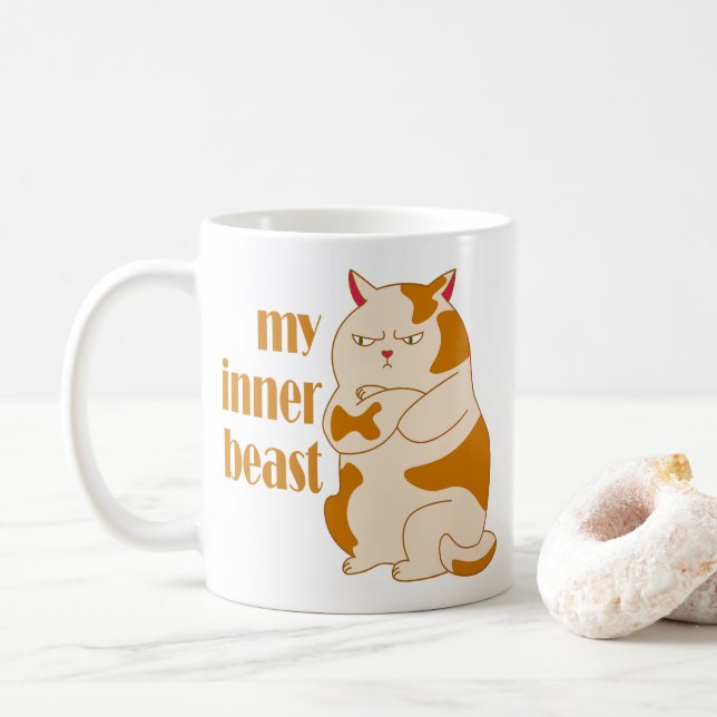 Taza De Café Cita motivacional de gato gordo perezoso de mi bes (Con donut)