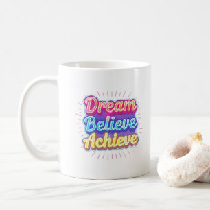 Taza De Café Cita motivacional de neón 'Sueña cree logra'