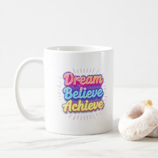 Taza De Café Cita motivacional de neón 'Sueña cree logra'