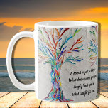 Taza De Café Cita motivacional inspiradora<br><div class="desc">Esta taza de café decorativa cuenta con un árbol de mosaico de color arcoiris y una cita inspiradora. Puede cambiar la cotización a una de las suyas. Utilice la opción Personalizar adicional para cambiar el tamaño, estilo o color del texto Dado que creamos nuestra ilustración no encontrará esta imagen exacta...</div>