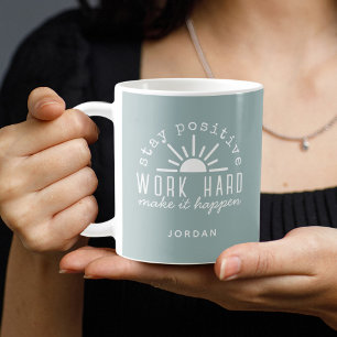 Taza De Café Cita Motivacional Positiva con Cualquier Nombre