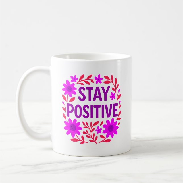 Taza De Café Cita Motivadora Floral Positiva (Izquierda)