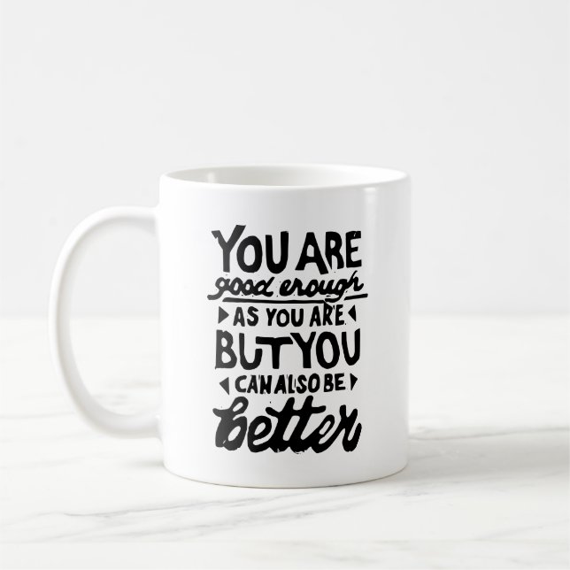 Taza De Café Cita motivadora Lino Print Mug (Izquierda)