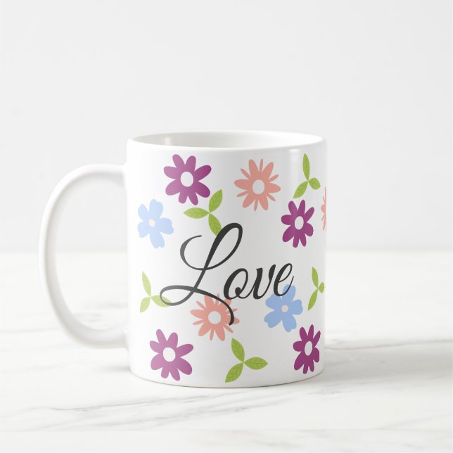 Taza De Café Cita positiva diseño floral personalizable (Izquierda)
