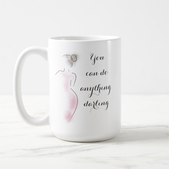 Taza De Café Cita positiva Mug de motivación de silueta femenin (Izquierda)
