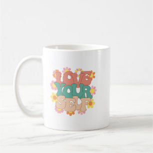 Taza De Café Cita positiva simple blanco negrita Groovy amor pr