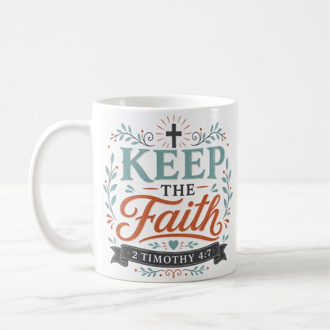 Taza De Café Cita Religiosa Mantén La Fe (Izquierda)