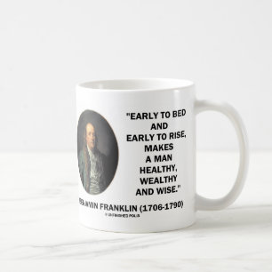 Taza De Café Cita sabia rica sana de Benjamin Franklin