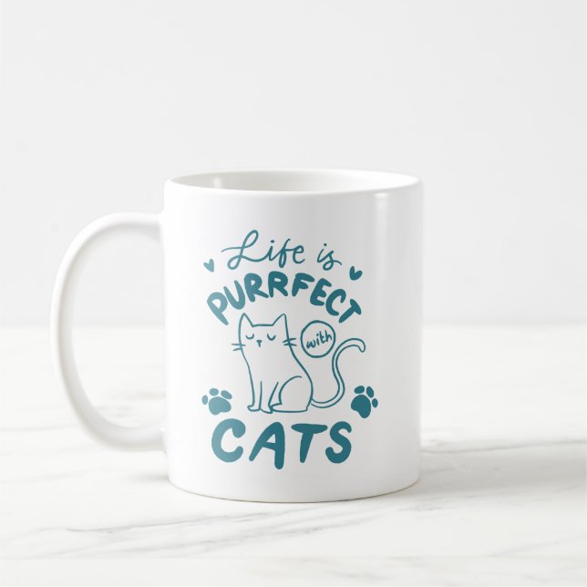 Taza De Café Cita simple para gatos encantadora Papel Imprimir  (Izquierda)