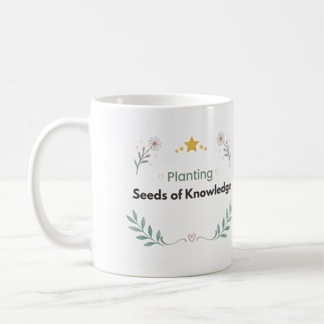 Taza De Café Citando Semillas de Conocimiento Botánico (Izquierda)