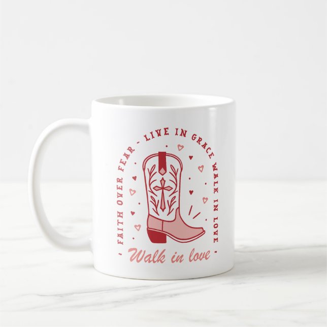 Taza De Café Citas cristianas chicas caminan en una estética am (Izquierda)
