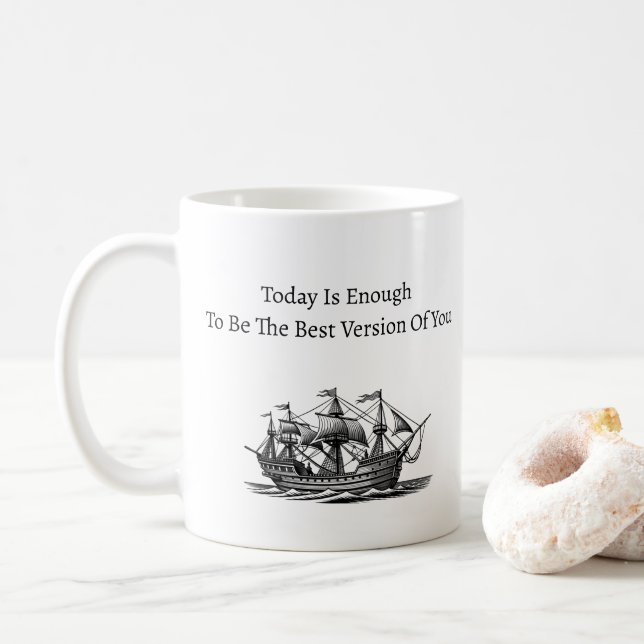 Taza De Café Citas de Black White Daily (Con donut)