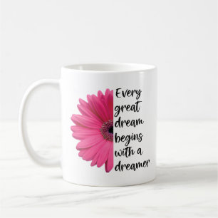 Taza De Café Citas de Dreamer Pink Daisy Sayings