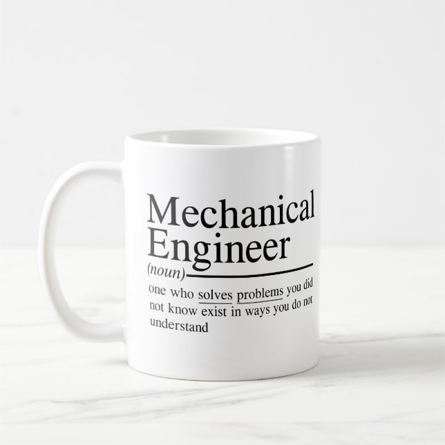 Taza De Café citas graciosas para Ingeniero Mecánico (Izquierda)