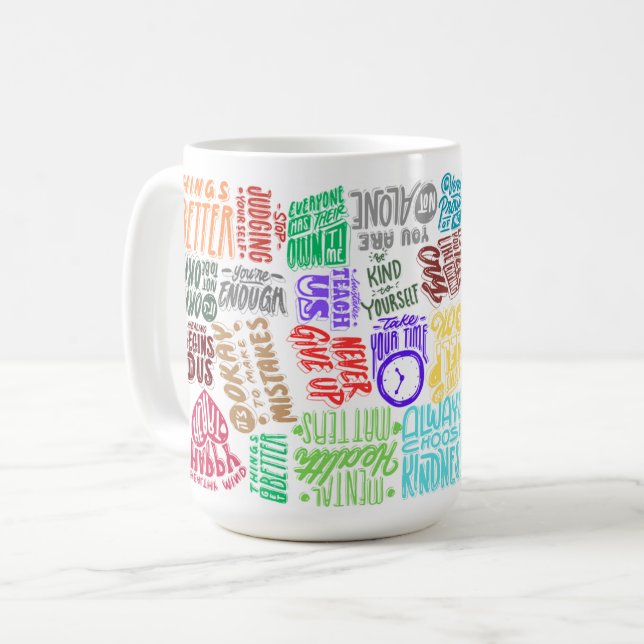 Taza De Café Citas inspiradoras de salud mental - Positivo (Anverso izquierdo)