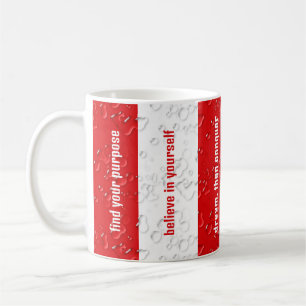 Taza De Café Citas Inspiradoras personalizadas en rojo, franjas
