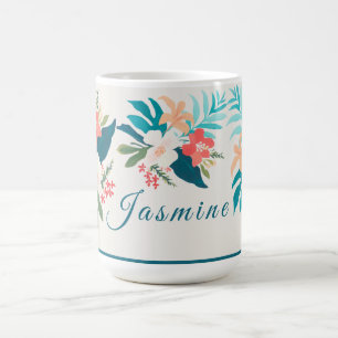 Taza De Café Citrícos de Verano Costeros y Acuarela Floral