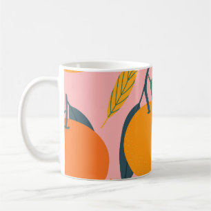 Taza De Café Cítricos dibujados a mano, patrón de mandarina sin