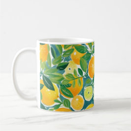 Taza De Café Citrus Art Lemons Naranjas Limes Tree INITIAL Fres