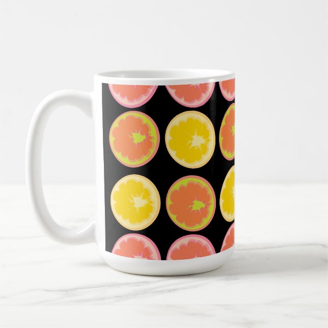 Taza De Café Citrus Candy Lemon Pattern Black Kitchen (Izquierda)