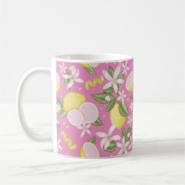 Taza De Café Citrus floral de limón rosa café Mug