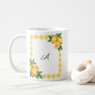 Taza De Café Citrus Lemons Yellow Gingham