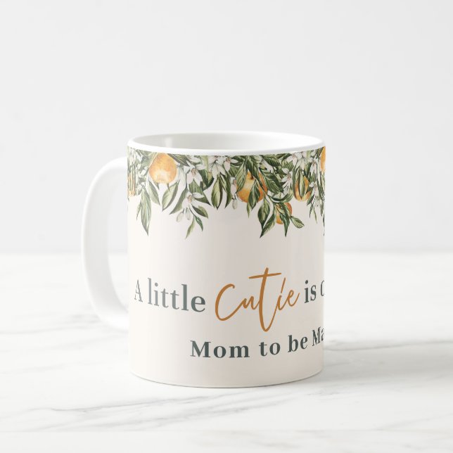 Taza De Café Citrus, naranja + flor pequeña ducha de bebé cután (Anverso izquierdo)