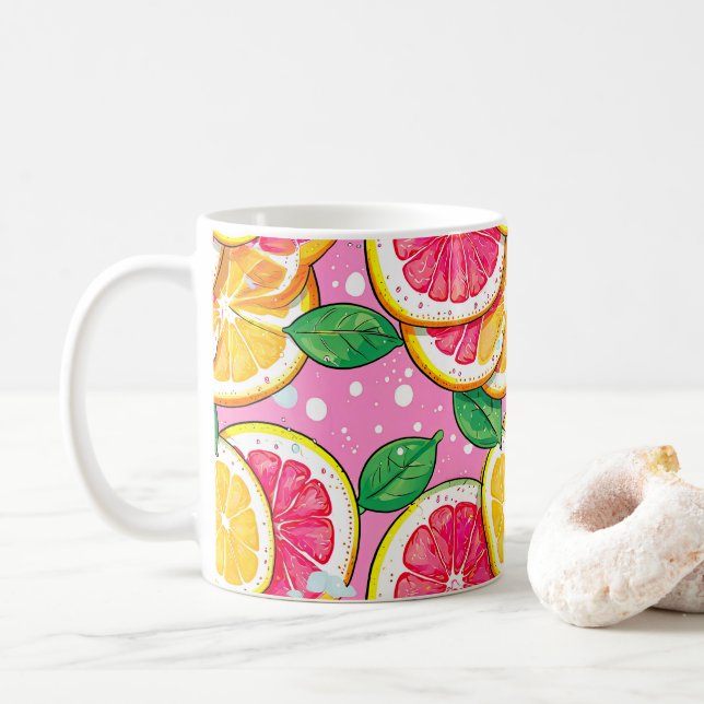 Taza De Café Citrus Pink Polka Dot  (Con donut)
