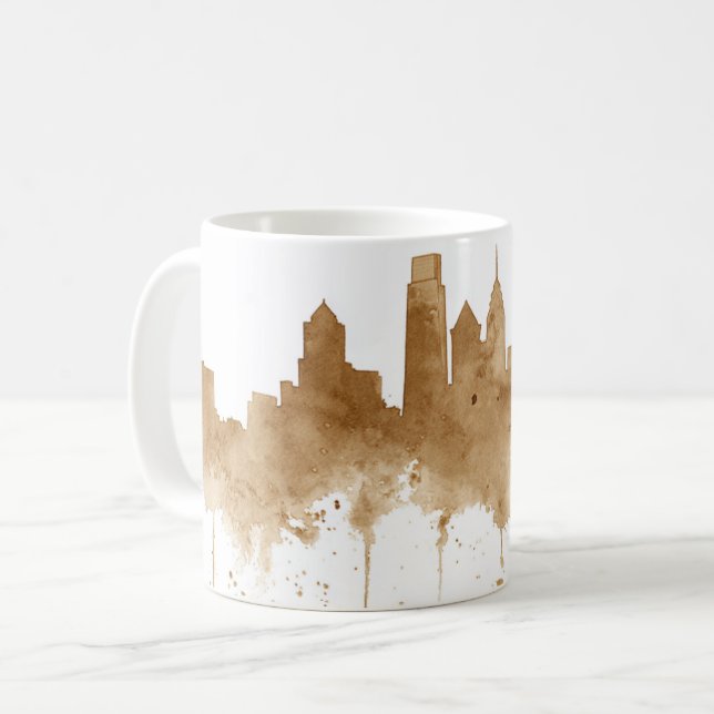 Taza De Café City Skyline Coffee Stain Art (Anverso izquierdo)