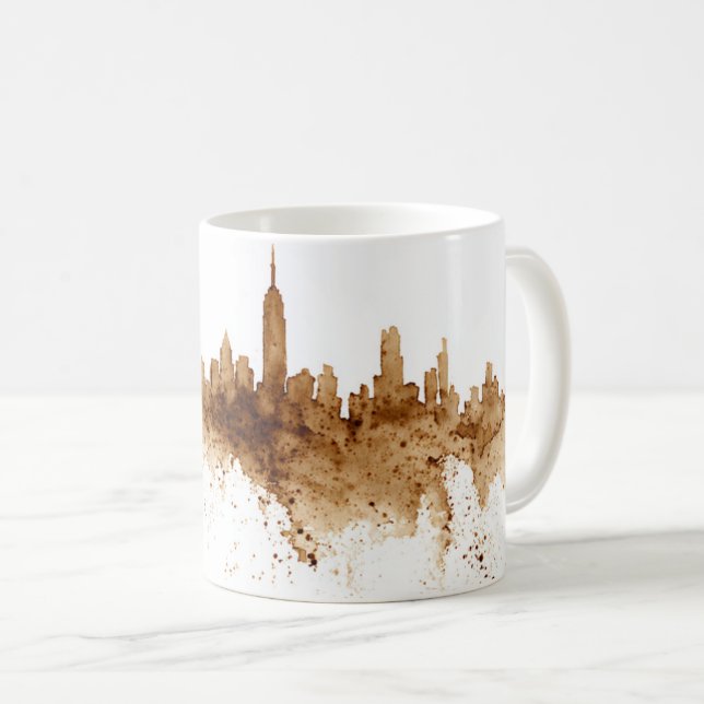 Taza De Café City Skyline Coffee Stain Art (Anverso derecho)