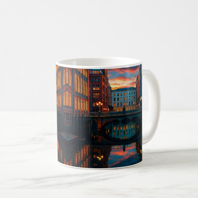 Taza De Café City Sunset Reflection Glow (Anverso derecho)