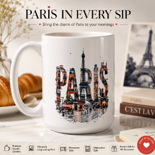 Taza De Café Ciudad amante de París color completo camiseta