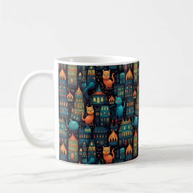 Taza De Café Ciudad capáz arte de IA (Izquierda)