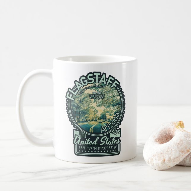 TAZA DE CAFÉ CIUDAD DE FLAGSTAFF - ESTADO DE ARIZONA (Con donut)