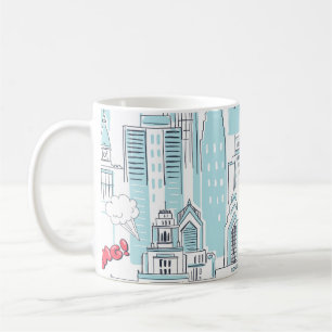 Taza De Café Ciudad de las historietas: patrón vintage