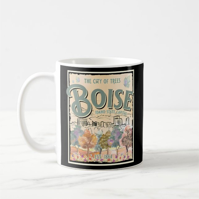 Taza De Café Ciudad De Los Árboles, Capital Del Estado De Boise (Izquierda)
