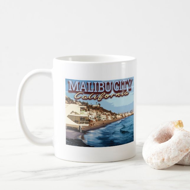 TAZA DE CAFÉ CIUDAD DE MALIBU - LOS ÁNGELES CALIFORNIA (Con donut)