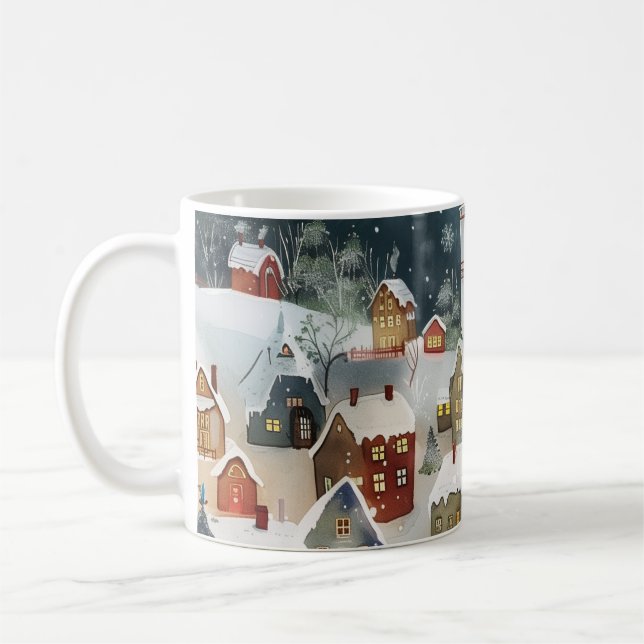 Taza De Café Ciudad de Navidades ilustrativos (Izquierda)