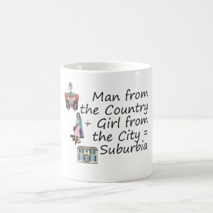 Taza De Café Ciudad del chica del país del hombre de la