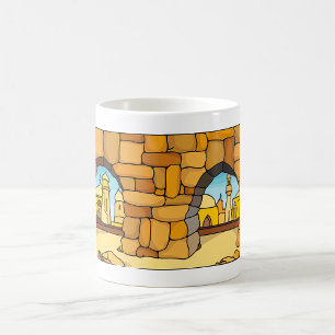 Taza De Café Ciudad del Desierto del Medio Oriente a través de