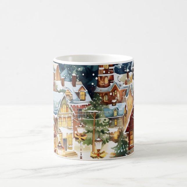 Taza De Café Ciudad ilustrativa de Navidades en la nieve (Centro)