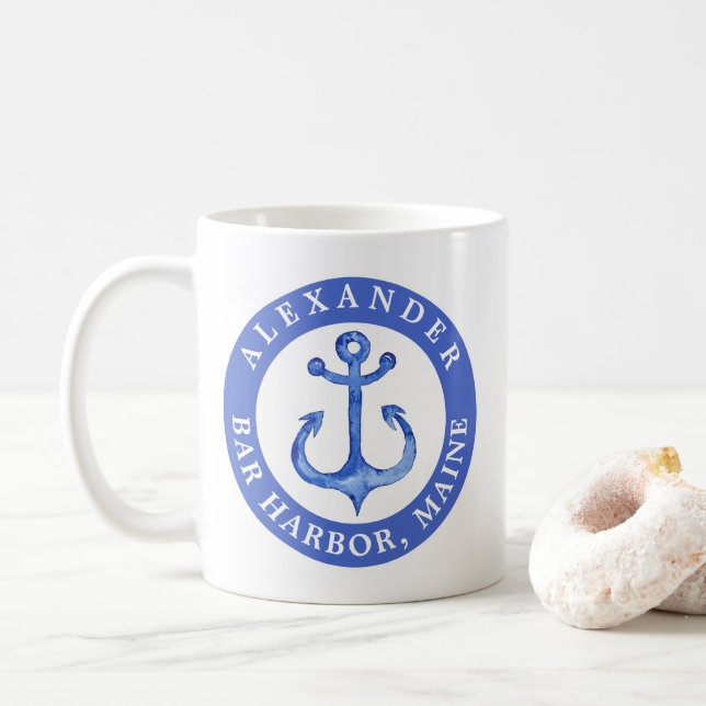 Taza De Café Ciudad personalizado | Anclaje náutico de la Marin (Con donut)