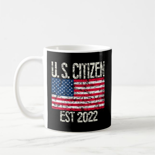 Taza De Café Ciudadano Estadounidense Est 2022 Inmigrante Estad (Izquierda)